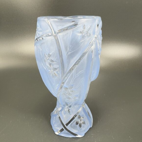 Consolidated Glass Co Line 700 Martele Frosted Blue Goblet Manganese 365nm Set 2 - Picture 2 of 16